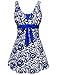 Produktbild Wantdo Damen Badeanzug Einteiliger Raffung Einteiler Bademode, Brilliant Blau(9007), 44-46 EU / 18 UK