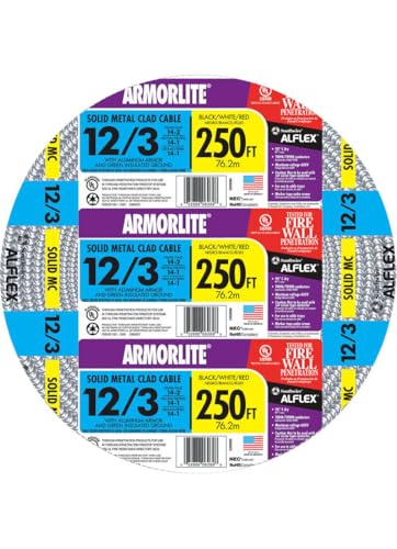 Image of Armor lite Type Mc Aluminum Armored Cable, 12 /3, 600 Volts, 250 Ft. Coil
