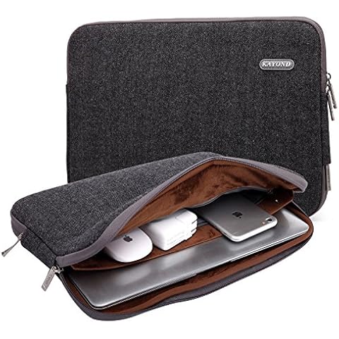 KAYOND Herringbone Woollen Water-resistant 11 inch laptop sleeve with pocket for 11 inch 11.6 inch laptop case macbook air 11 case macbook 12 sleeve surface pro (11-11.6 inch, Black) Cover