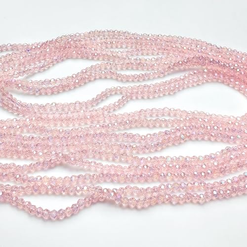 Image of 2mm Rondelle Glass Beads for Jewelry Making, Faceted Briolette Crytal Spacer Beads for Bracelet Necklace Earring, Light Pink 1200pcs