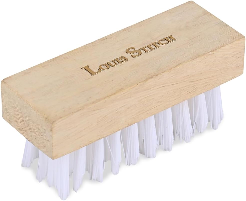 LOUIS STITCH Sneaker Cleaning Brush with Wooden Handle and Sturdy White Nylon Bristles - Perfect for Deep Shoe Cleaning