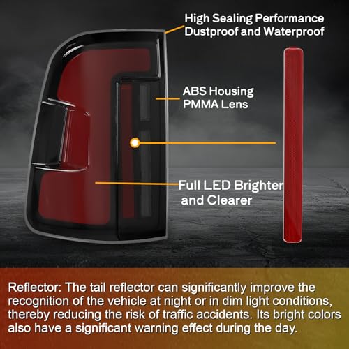 Image of Sequential LED Tail Lights for 2019-2024 Dodge Ram 1500,Plug N Play | Without Blind Spot,Startup Animation,Dynamic Turn Signal,High Brightness OutPut,Smoked Lens,Upgrade Kit