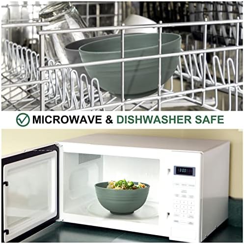Greentainer Unbreakable Large Cereal Bowls - 24 OZ Plastic Lightweight Bowl Sets 4 - Dishwasher & Microwave Safe - for Cereal, Salad,Soup, Noodle, 4 Pieces