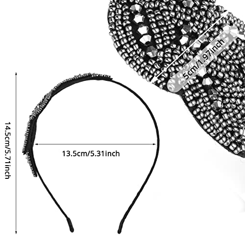 Sibba 1920s Headbands for Women Head Bands Accessories Crystal Bridal Wedding Black Headpiece 20s Rhinestone Flapper Vintage Hair Valentines Accessory for Girls Costume Prom Party Retro (Grey) - Image 2