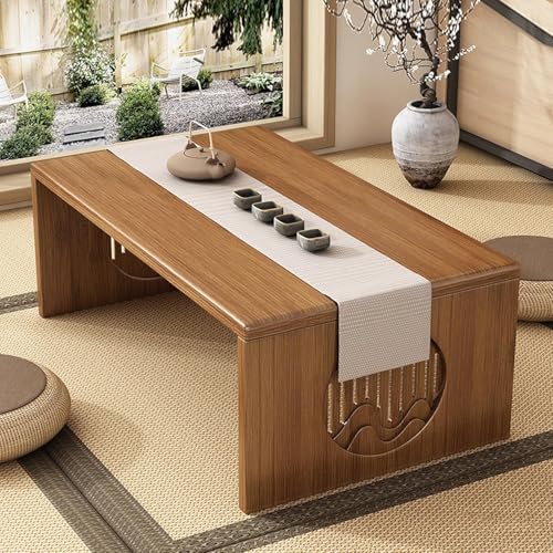 XIMSPHY Japanischer klappbarer Bodentisch, Bambus Meditations-Tisch zum Sitzen auf dem Boden,...