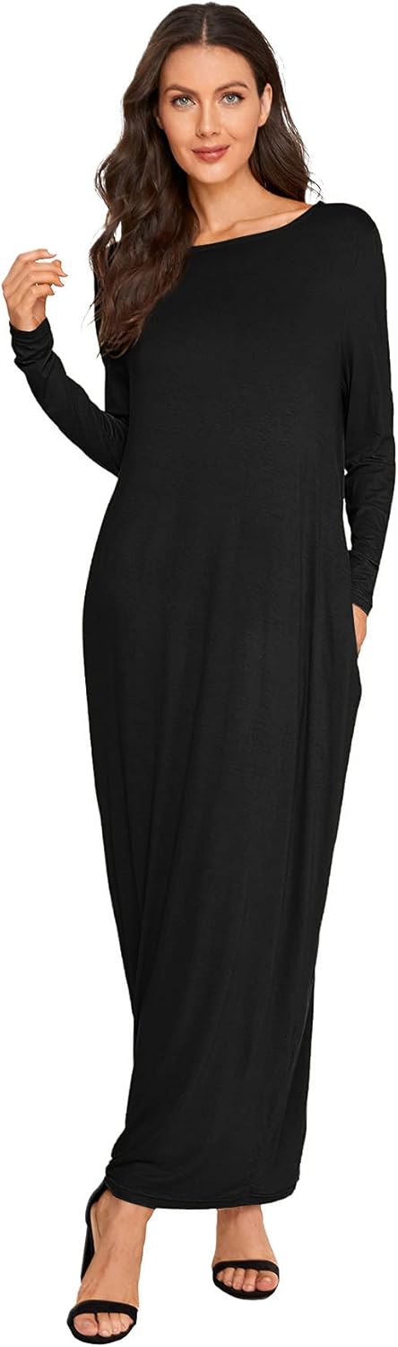 Verdusa Women's Long Sleeve Pocketed Loose Long Lounge Maxi Dress - Image 6