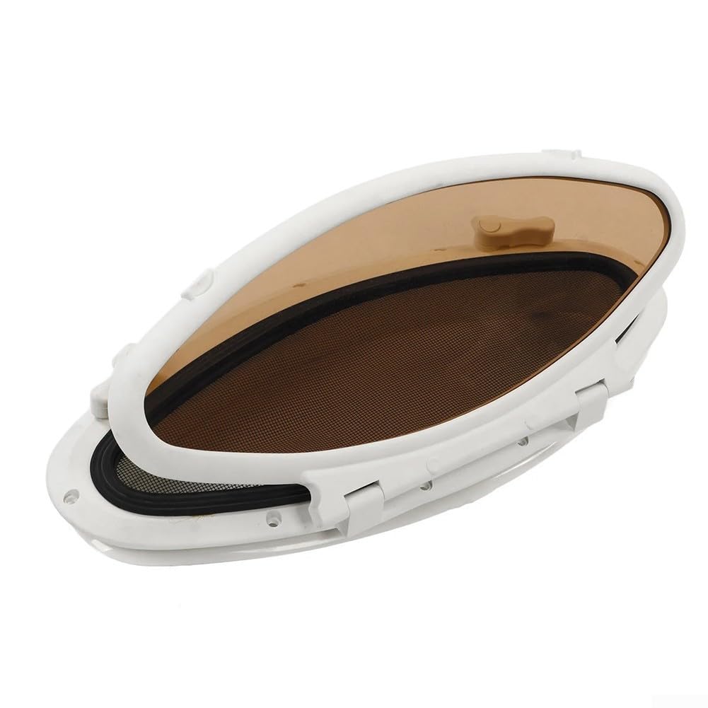 Ovales Bullauge, 470 x 210 mm, wasserdichtes Bootsfenster mit Bildschirm und Schaltergriff, ABS-Rahmen, für Yacht, Schiff, Wohnmobil, Kabinenlicht