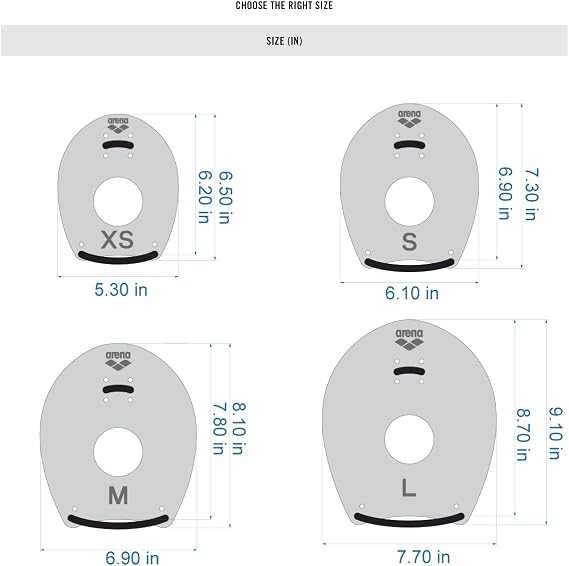 Arena Unisex Elite Hand Paddle 2 for Lap Swimming and Technique Training, Swim Equipment for Men and Women, 4 Sizes