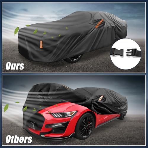 Image of X AUTOHAUX Car Cover for Ford for Mustang Aluminum Film Outdoor Waterproof Sun Rain Snow Hail Protection with Driver Door Zipper