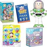 Stitch Pop! Pixar Disney with Rewind Buzz Figure Lightyear Toy Story + with Mini Blind Box Stitch + Bitty Pop! + 3D Figural Hanger Blind Bag 4 Items
