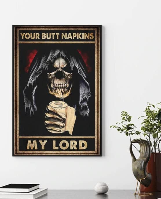 Targa In Metallo Retrò Divertente Per Bagno 'Your Butt Tovaglioli My Lord' - Cartello Decorativo Da Parete 20x30 Cm Con Fori Preforati