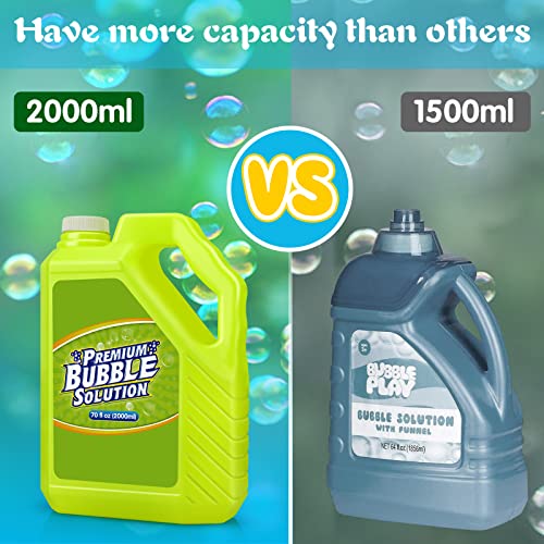 Bubble Solution Refill - 70 Ounce Premium Bubble Liquid Refills For Bubble Machine, Wand, Gun, Blower At Wedding And Party - Bubbles Toy For Kids Toddlers Boys Girls (With Portable Handle) #TOP1