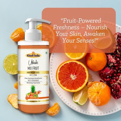 Image of Khadi Mix Fruit Body Wash Gel 300 ml | Brightening & Hydrating | Gentle Exfoliation, Antioxidant Rich Formula | Fruity Aroma | Body Wash Shower Gel For Women & Men | All Skin Types