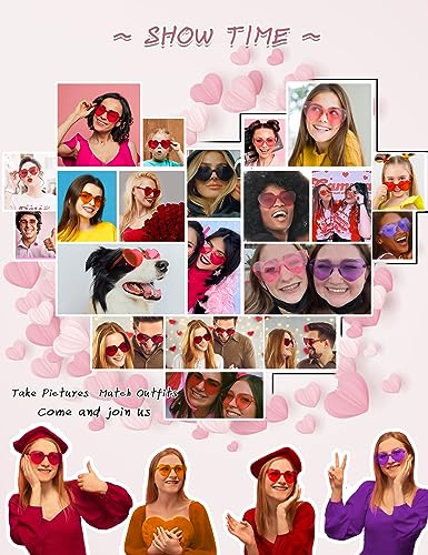 18 Pairs Heart Sunglasses Rimless Heart Shaped Glasses Bulk Pack for Women Colored Party Birthday4