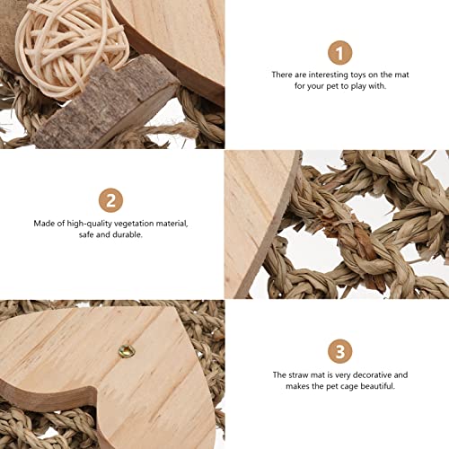 POPETPOP Teething Toy Parrot Toys Parrot Toys Rabbit Seagrass Protector Mat Bunny Chinchilla Activity Mat Small Animals Chew Toy for Teeth Grinding Heart Teething Toys Teething Toys - Image 4