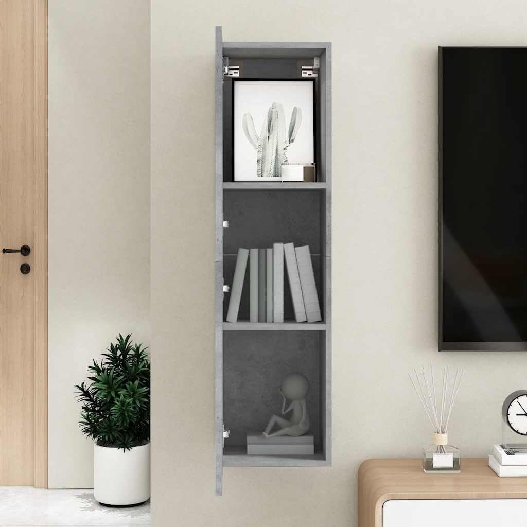 TV-Schrank Betongrau, 30,5x30x110 cm, Holzwerkstoff, Hängend, Modernes Media-Center für Wohnzimmer und Schlafzimmer, Robuste TV-Konsole