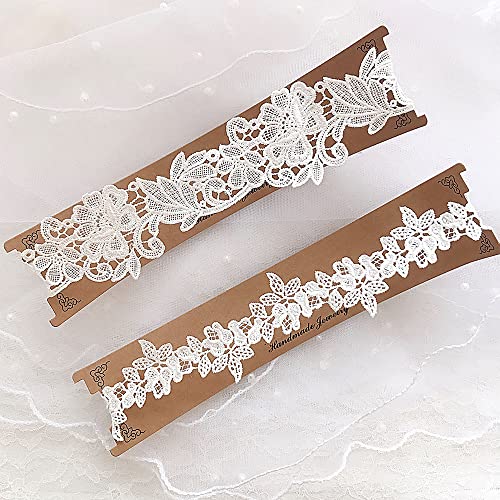 Wedding Garters For Bride Lace Bridal Garter Set 2 Pieces, Women's White Garter Belt Wedding Bridal Garter Prom Garter Bridal Accessories Lingerie Leg Garter Belts (White) #TOP4
