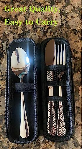 Lemurmure 0613 Premium Quality 18/8 Stainless Steel Fork,Knife,And Spoon In Case,Travel Utensils With Case,Reusable Camping Silverware Set,Portable Design For Travel,Lunch Box,Dorm,Work,Picnic thumb #4