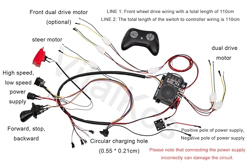 VitalKos 24V 4WD DIY High-Power Circuit Components 2.4G Set of Wire Harness Switch Control Box for Power Wheels Upgrade Replacement Parts for Children's Electric Vehicles (24V)