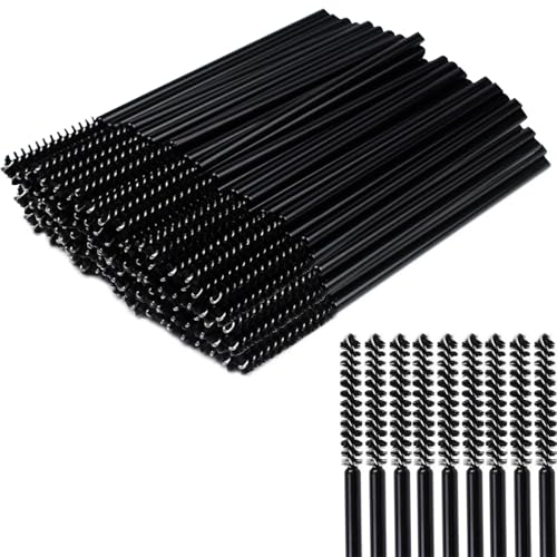 50 Pcs Disposable Eyelash Mascara Mini Brushes for Eye Lashes Extension Eyebrow and Makeup Small brush head and Small handle(Black) image 5