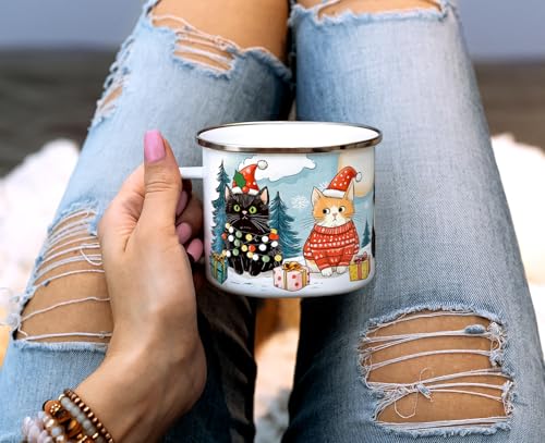 Vaso de camping festivo con gatos de Navidad 16 oz miniatura 3