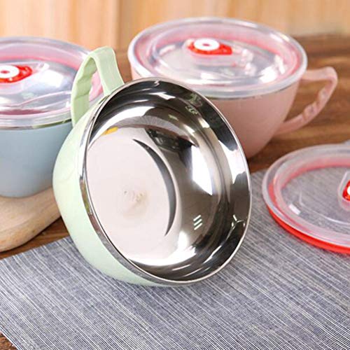 Tigela de aço inoxidável Cabilock com tampa para salada, macarrão, tigela de metal para servir tigel