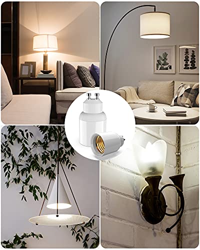 5-Pack Gu10 To E27/E26 Adapter Jackyled 2 Pin Bayonet(Gu10) Base To Medium Screw(E26/E27) Base Lamp Socket Converter Maximum Wattage 150W 200℃ Heat Resistant No Fire Hazard #TOP4