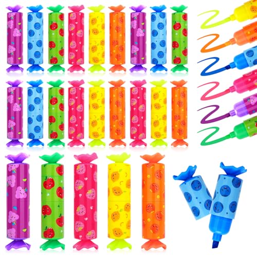 OPPZZIT® 30 peças Marcadores fluorescentes, 6 cores lindos superadores para crianças | Detalhe de aniversário infantil | Pack presentes de aniversário para crianças colégio | festa brindes de