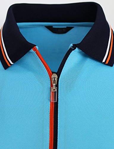 BCPOLO Zip Polo Shirt Dir Fit Golf Polo Shirt Athletic Short Sleeve polo Sky-Blue US_X-Large(Asian 2XL)