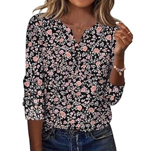 Zeagoo Long Sleeve Shirts for Women Casual V Neck Fall Tops Dressy Summer Work Blouses Clothes