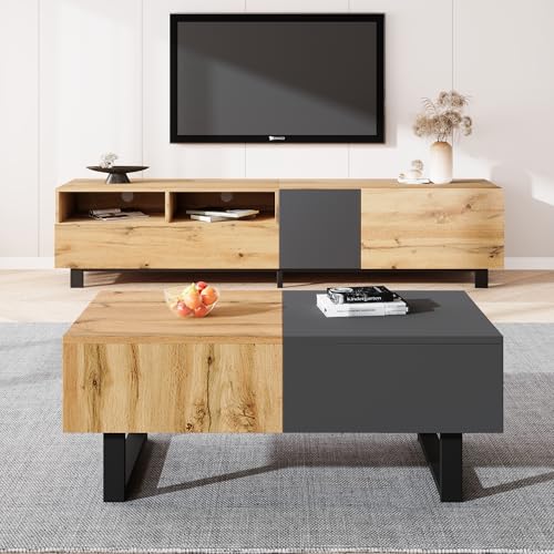 Table basse avec rangement caché BTM pour optimiser l'espace et ranger le salon