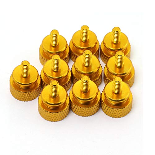 Pro Bamboo Kitchen 10pcs #6-32x6mm Desktop Computer PC Case Chassis Thumb Screws M3.5 Tool-Less Adjustment Colorful Aluminum Alloy Knurled Thumbscrew Gold