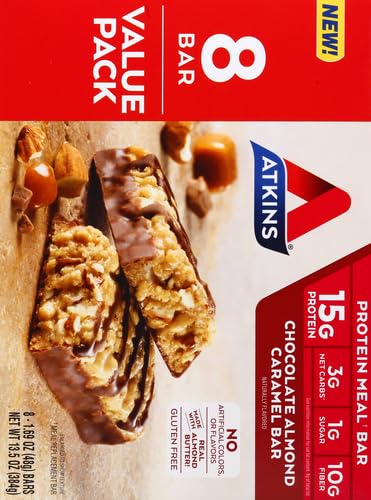 Atkins 408900 Chocolate Almond Caramel Protein Meal Bar, High Fiber, 15G Protein, 1G Sugar, 3G Net Carbs thumb #2
