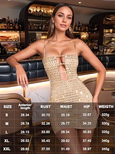 Image of Figdaw Adjustable Straps Rhinestone Bodycon Dress for Women Special Occasions