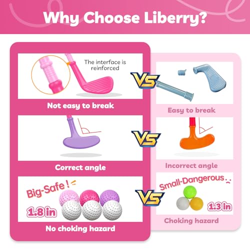 Image of Liberry Toddler Golf Clubs Set Toy for Girls Boys 1 2 3 4 Years Old, Pink