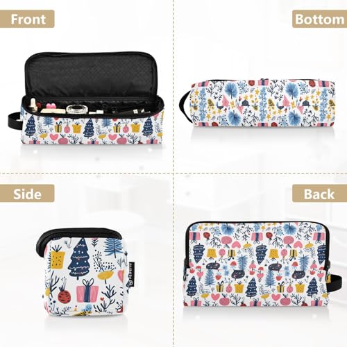 Bolsa de viaje resistente al calor con diseño de elementos navideños para herramientas de cabello miniatura 5