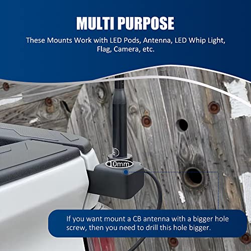 Image of Tacoma Tailgate Pods Mount CB Antenna LED Whip Light Bracket | Compatible with 3rd Gen Toyota Tacoma 2016+, Passenger Side