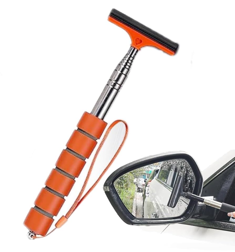 Extendable Car Rearview Mirror Wiper Telescopic Car Mirror Wiper Long Handle Car Cleaning Tool Rearview Mirror Glass Defogger
