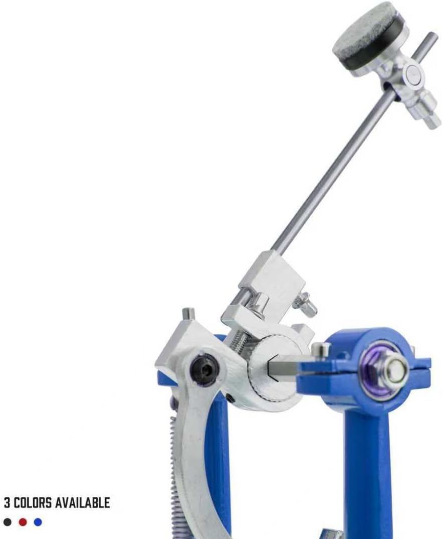 Direct Drive Single Bass Drum Pedal, Smooth & Responsive Single Kick Pedal with Adjustable Footboard, Stable Metal Frame, for Acoustic & Electronic Drums (Red/Blue/Black) (Blue)