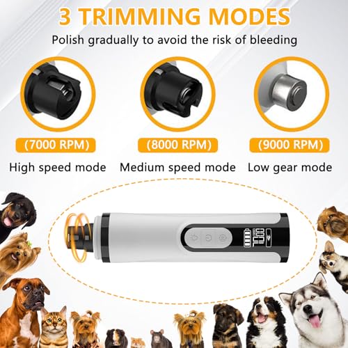 Moulin à ongles pour chien rechargeable 2000 mAh avec têtes interchangeables pour chat - 4