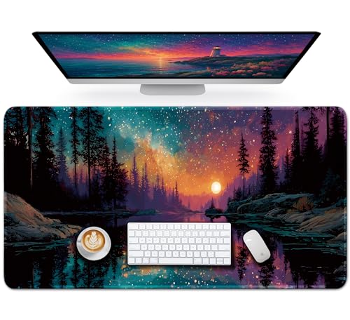 Joli tapis de souris XXL 90,9 x 40 cm au motif esthétique Lac Aurora