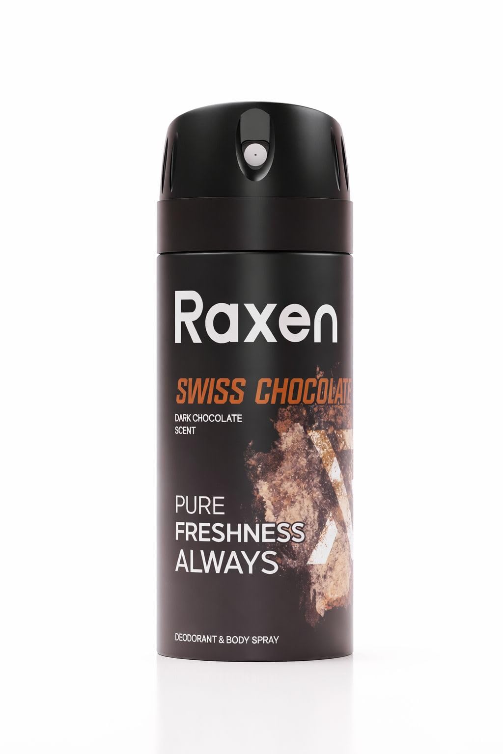 Raxen Erkek Deodorant Spreyi - Swiss Chocolate Serisi - 150ml - Etkili Ter Kokusu Önleyici - Alüminyumsuz ve Leke Bırakmayan Formül - Gün Boyu Ferahlık Veren Erkek Vücut Spreyi