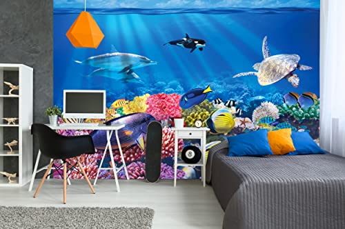 Great Art Kid’s Room Nursery Large Photo Wallpaper – Aquarium – Picture Decoration Underwater World Sea Dweller Ocean Fishes Coral Reef Image Decor Wall Mural (132.3X93.7In - 336X238Cm) #TOP5