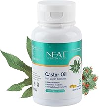 NEAT EVERYDAY Castor Oil Soft Gel Capsule Jar 1000mg Per 2 Capsule | Cold Pressed Castor Oil Capsules Helps Natural Laxative & Immunity Booster | Vegetarian 60 Capsules
