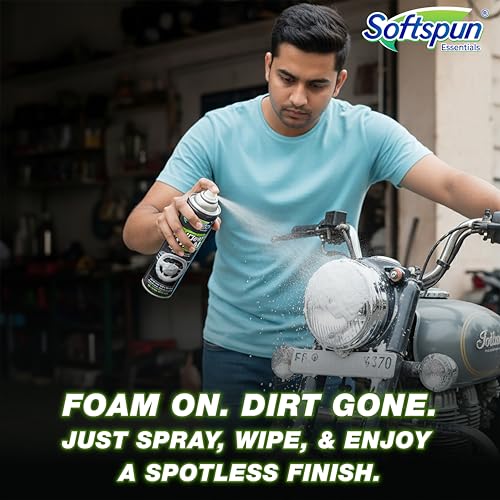 Image of SOFTSPUN Essentials Total Cleaner Foam 500ml for Car & Bike | Multi-Surface Cleaner for Interior & Exterior, Dashboard, Plastic, Vinyl, Headlights, Mats, Tough Stain Remover