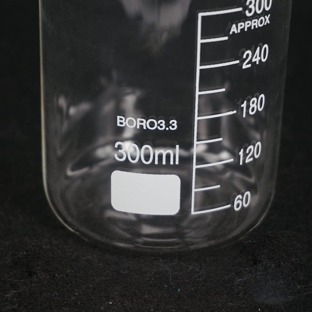 Vaso de precipitados de Vidrio de 300 ml de Forma Baja para experimentos químicos, Material de Laboratorio para Equipos de Laboratorio Escolar