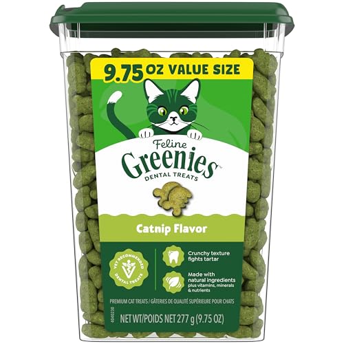 Greenies Feline Veterinarian-Recommended Adult Natural Dental Cat Treats, Catnip Flavor,