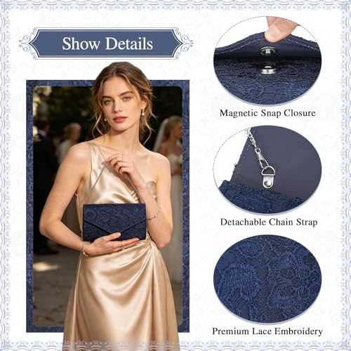 Image of UBORSE Lace Clutch Purses for Women Evening Bag Elegant Envelope Formal Crossbody Shoulder Bag