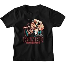 American Classics Rambo T Shirt for Boys & Girls First Blood Part II Crew Neck, Short Sleeve Tee - 80s Action Movie Tshirts