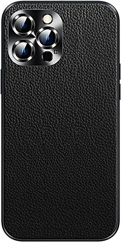Étui en cuir véritable pour iPhone 13 Pro Max : luxe d'affaires et protection métal élégante
